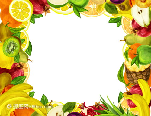 自然之美 矢量水果边框与化妆品的完美融合