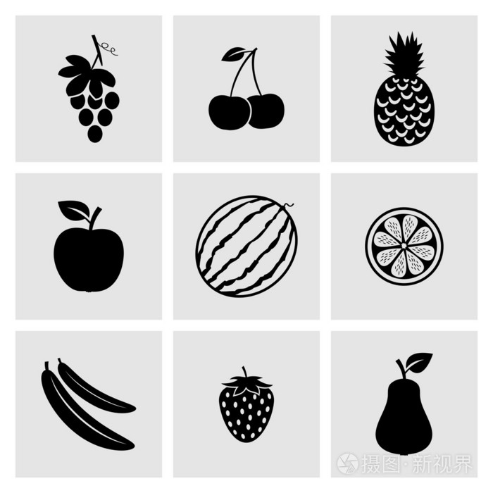 矢量水果图标集 文化用品中的清新设计元素